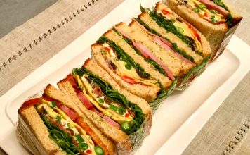 건강한 햄 건강한 채소로 가을 샌드위치